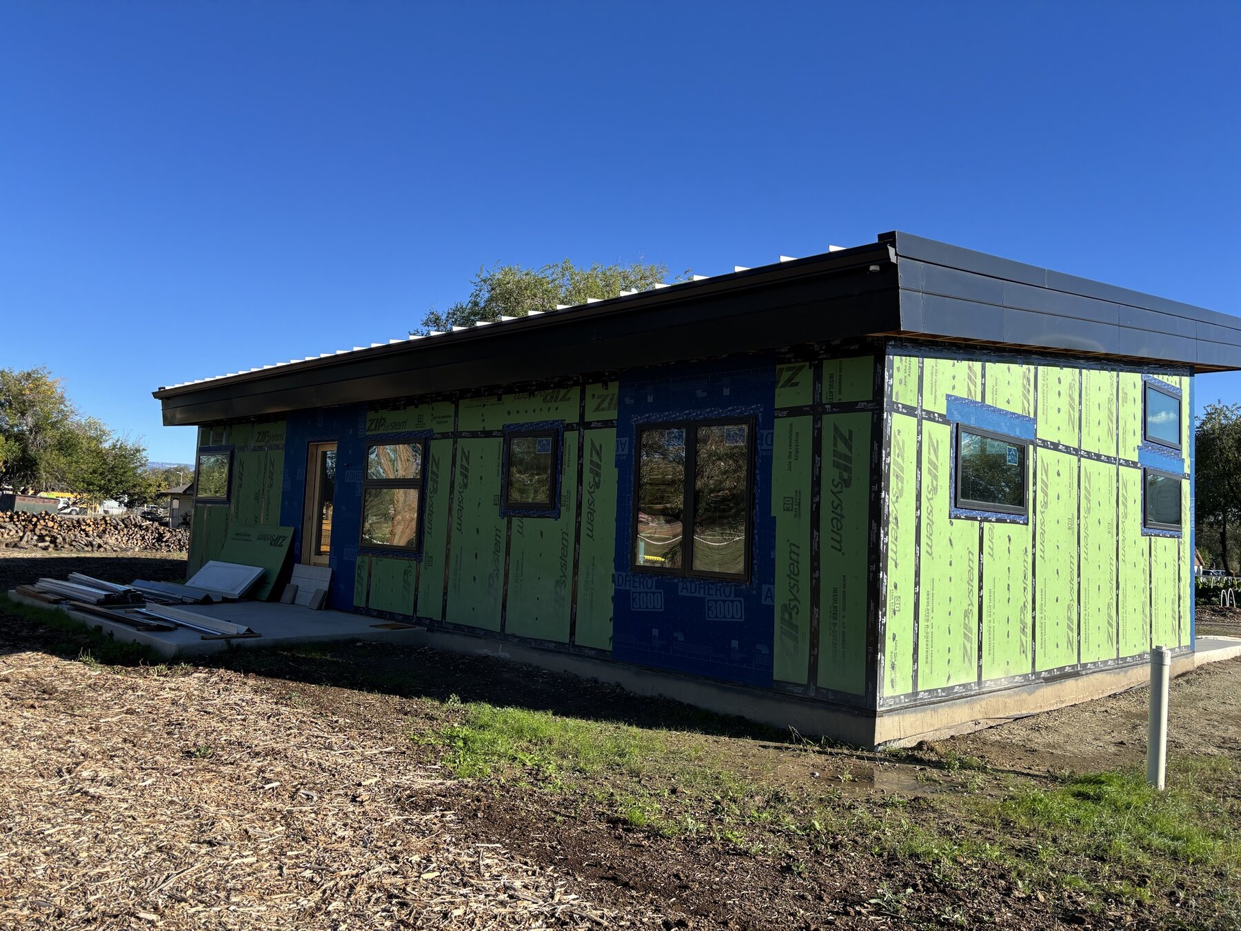 Main house, rear walls in ZIP System sheathing
