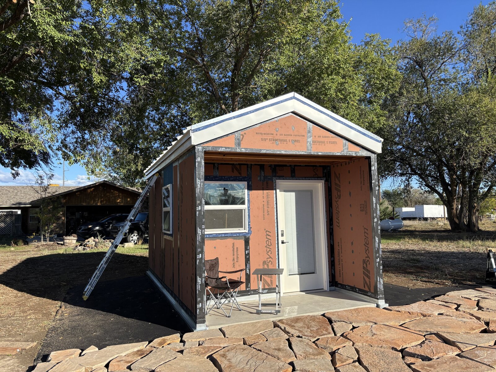 She shed, front porch